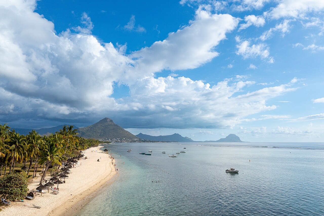 Aerial view of Wolmar Beach, Mauritius. File photograph illustrating the destination, not the aircraft change.