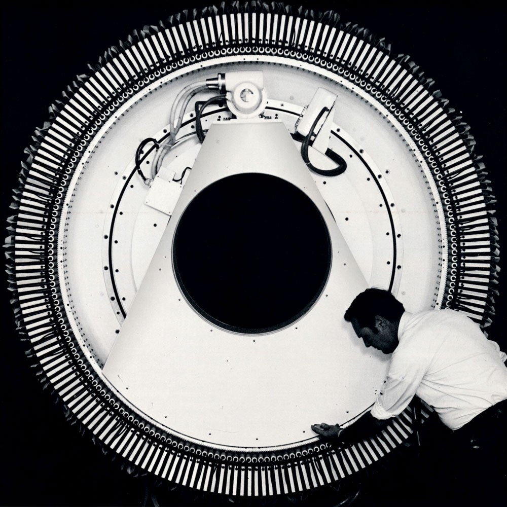 An AS&E CT scanner in an archival photograph. It illustrates imaging equipment, not Cormack’s own experimental apparatus.
