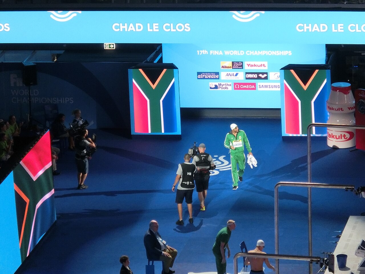 Chad le Clos enters the arena for a 200m butterfly semifinal at the 2017 World Championships in Budapest. File photograph, not London 2012.